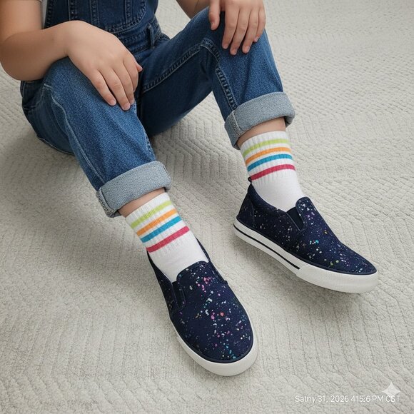 Cat & Jack Other - Cat & Jack Kids Slip-On Sneakers | Paint Splatter | Size 4